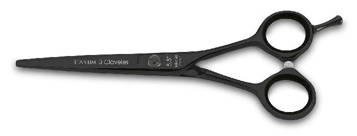 3 Claveles Tijera Titanium Negra Hrc60 Filo Navaja Cóncava 5.5 Pulgadas Ref. 12496