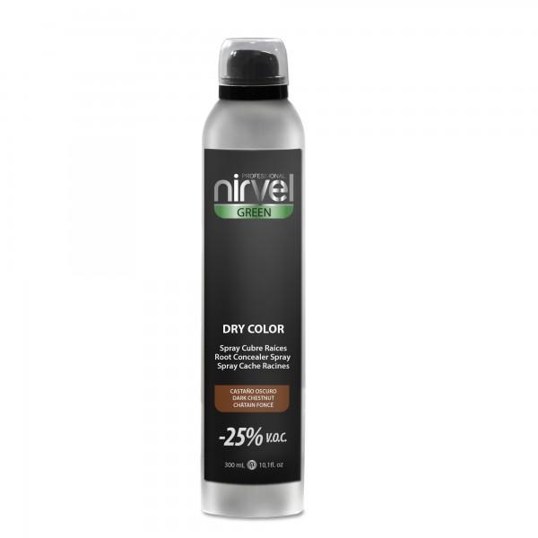 Nirvel Green Spray Cubre Raices Dry Color Castaño Oscuro 300 Ml. Ref. 6638