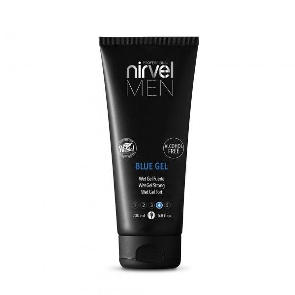 Nirvel Men Gel Fijador Fuerte Sin Alcohol Blue Gel Wet 200 Ml. Ref. 6720